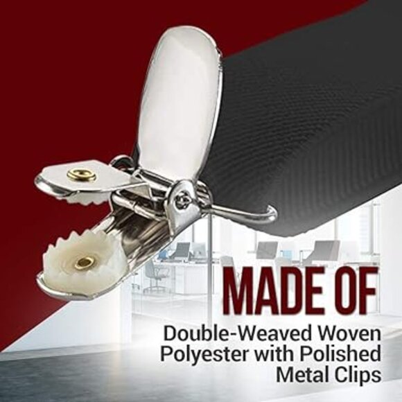 Hold’Em 1" Teens & Men Suspender and Bow Tie Set STURDY POLISHED CLIPS  - White - Picture 2 of 6